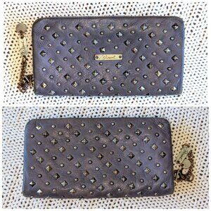 Diesel studded leather Women's wallet zipper hand bag